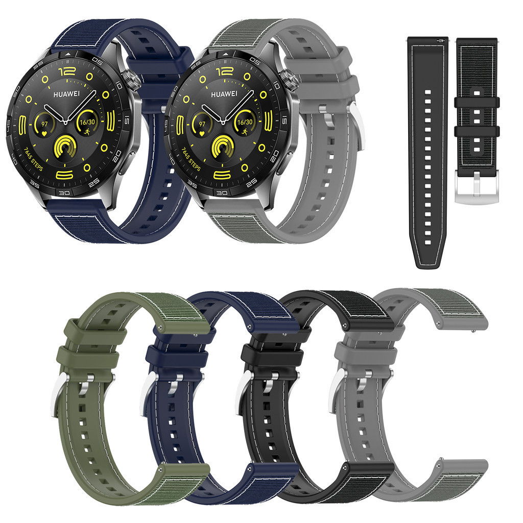 Silicone Watch Band 22Mm - 22Mm Geweven Nylon + Siliconen Band