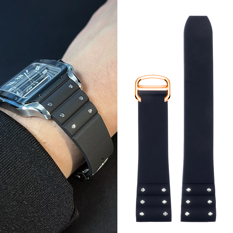 Cartier Watch Santos - Hoge kwaliteit rubberen horlogeband voor Cartier